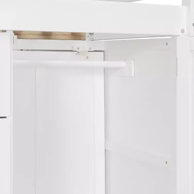Stapelbed met twee tweepersoonsbedden, opbergkast en laden, houten stapelbed in tweepersoonsformaat met ruimtebesparend ontwerp en veiligheidsreling voor appartement en slaapkamer