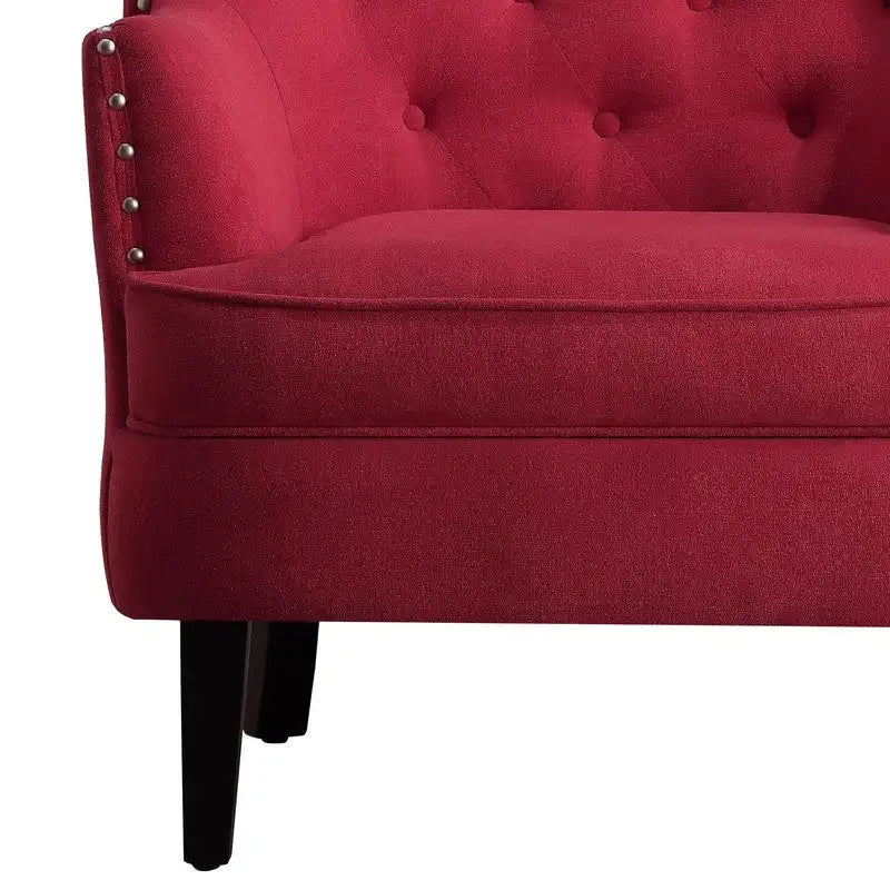 Moser Bay Mignon fluwelen/linnen fauteuil met knopen en hoge rugleuning, 30 breed