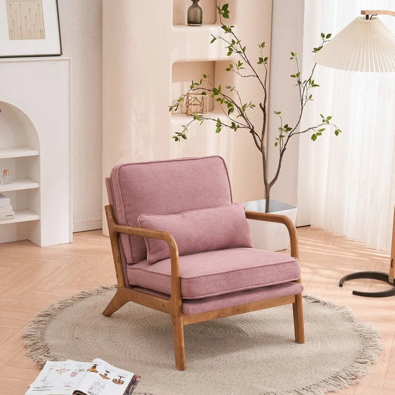 Gestoffeerde accentstoel in midcenturymoderne stijl