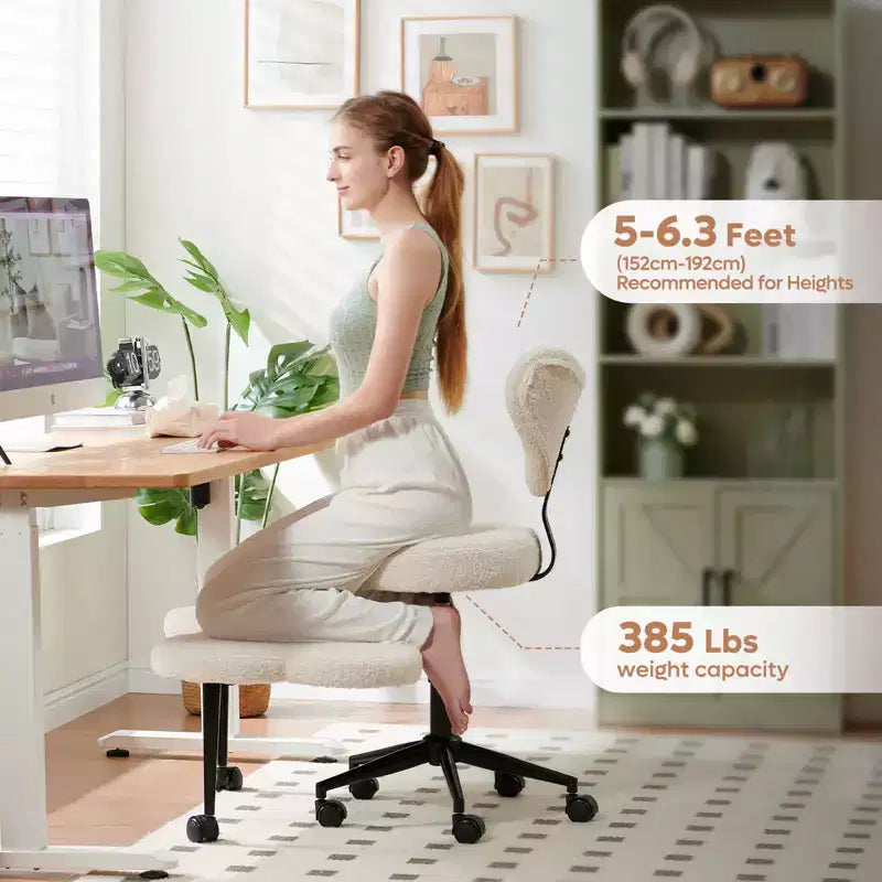 Pinmoco ergonomischer Bürostuhl mit gekreuzten Beinen, höhenverstellbarer Meditationsstuhl, um 360° drehbar, mit Lendenstütze, Arbeits- und Bürostuhl, ADHD-Stuhl