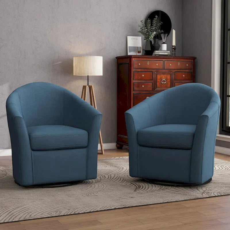 Set aus 2 modernen gepolsterten Dreh-Clubsesseln als Akzentstühle fürs Wohnzimmer