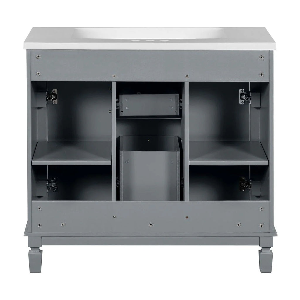 36'' Modern Bathroom Vanity with Top Sink and Mirror Cabinet,2 Doors and 2 Drawers