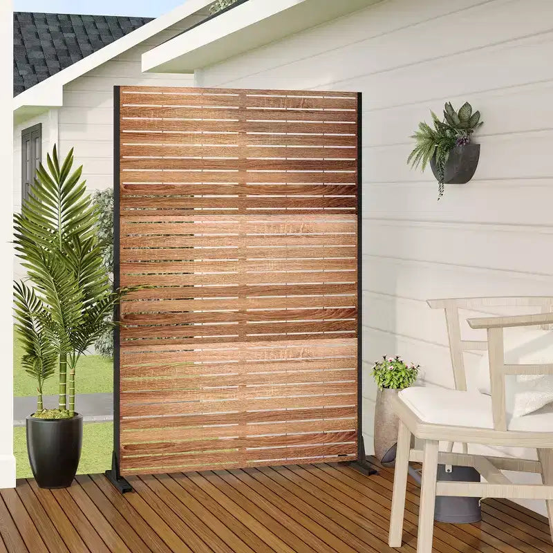 MAYEERTY 72 Zoll Raumteiler mit verzinktem Rahmen, Sichtschutz aus Holz, Gartenzaun, Terrasse, Beige