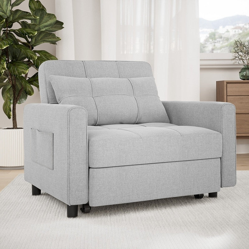 3-in-1-Schlafsofa mit verstellbarer Liegefläche, ausziehbares Sesselsofa, umwandelbares Klappbett fürs Wohnzimmer