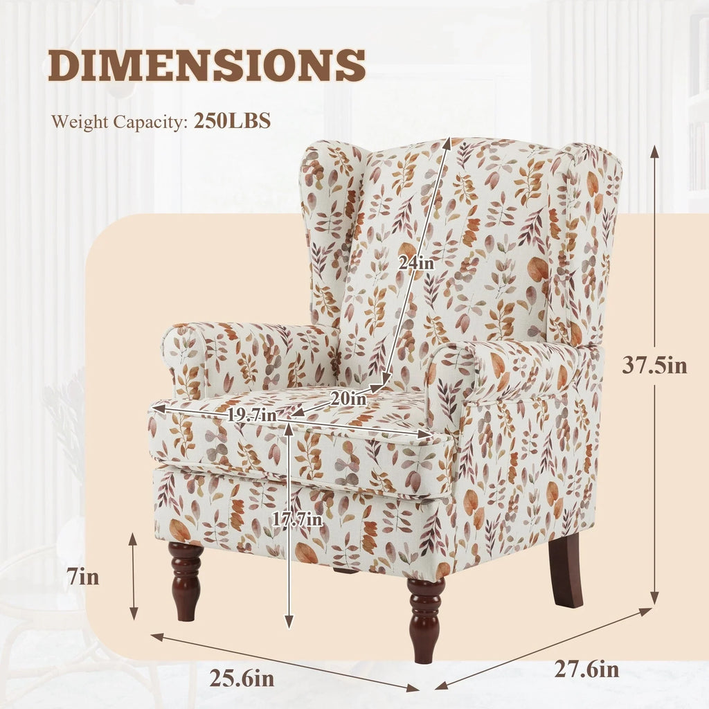 Fauteuil d’appoint moderne Erommy à dossier haut, fauteuil une place en tissu rembourré avec boutons et pieds en bois, pour salon