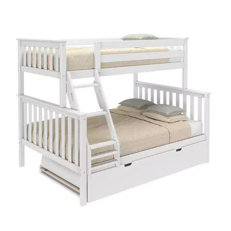 Max & Lily stapelbed van massief hout, eenpersoonsbed boven een tweepersoonsbed, met onderschuifbed met opbergruimte en ladder voor kinderen