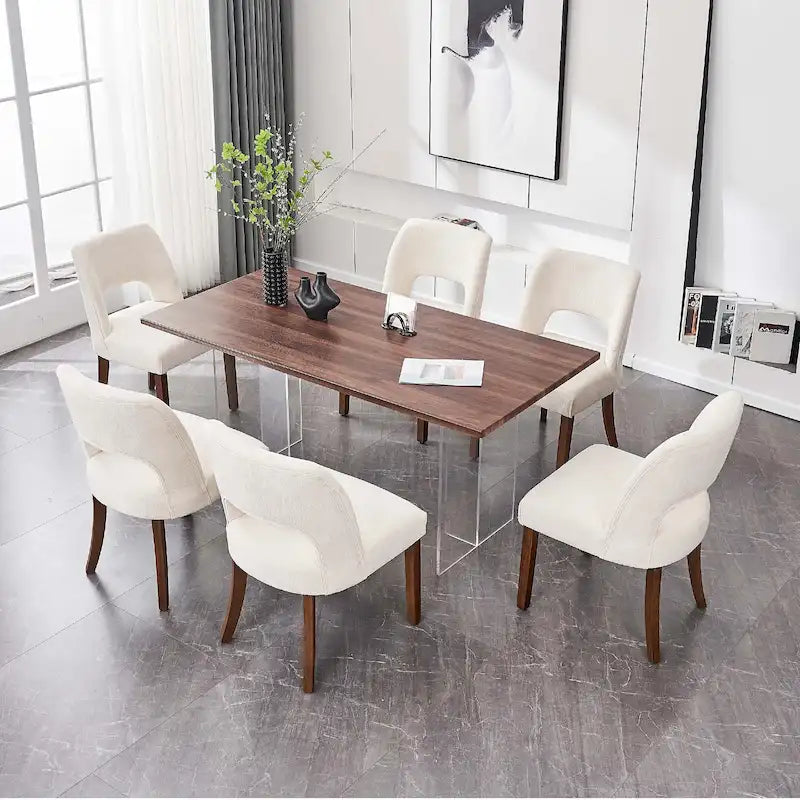 Set van 4 eetkamerstoelen met stoffen bekleding