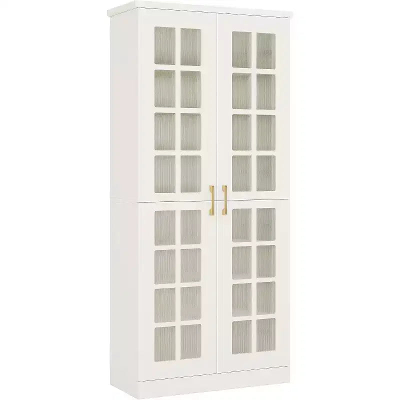 Hoge schoenenkast van Lantine met deuren, schoenenopbergruimte met 8 niveaus en verstelbare planken, moderne schoenenkast voor hal, kledingkast of woonkamer, wit