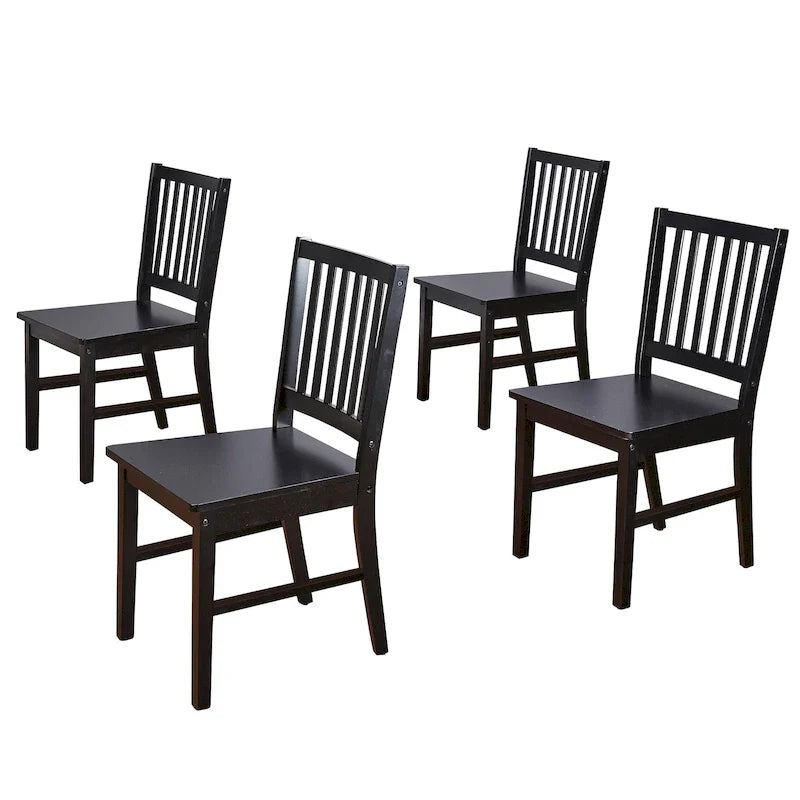 Set mit 4 Esszimmerstühlen aus Massivholz mit Sprossenlehne, stabilem Gestell, klassischem Design und einfacher Montage