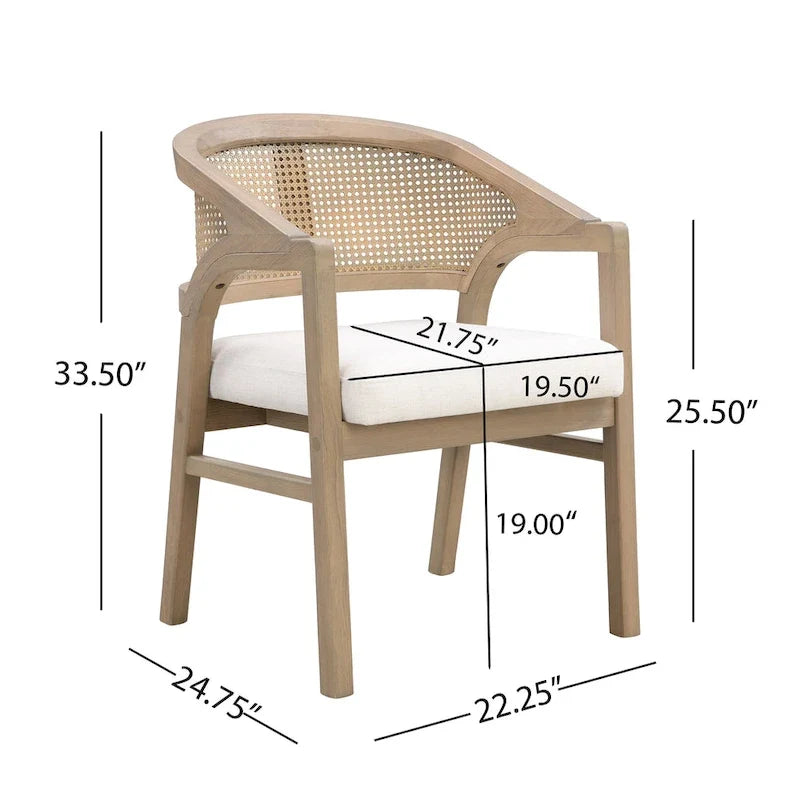 Christopher Knight Home - Esszimmerstuhl mit Rohrgeflecht und Polster (2er-Set)