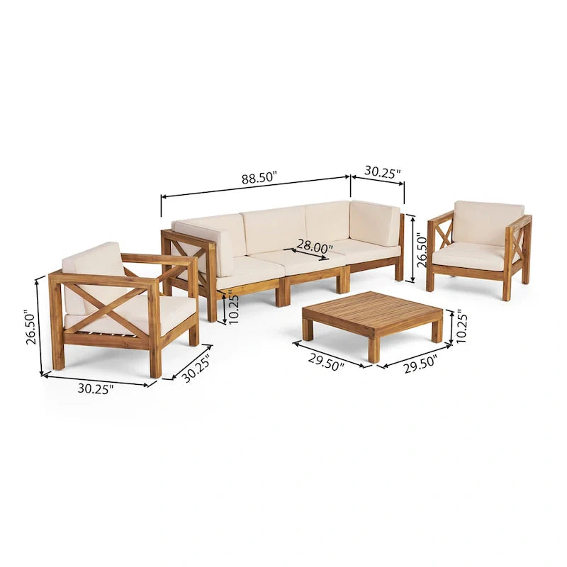 6-delige loungeset van acaciahout voor buiten, Brava, van Christopher Knight Home