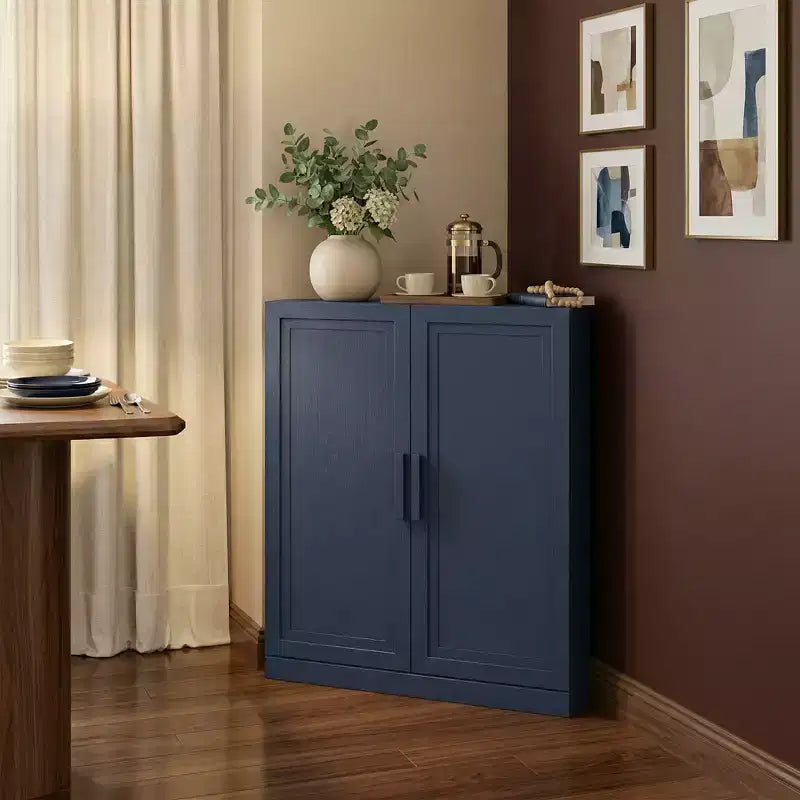 Dovelina hoekvitrinekast met verstelbare planken, dressoir, buffetkast, wijnkast, keuken- en eetkamerkast met houten deuren - 31H x 31W, 36H x 31W