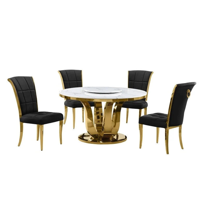 Best Quality Furniture D325-SC324-7 runde Essgruppe, 5-teilig