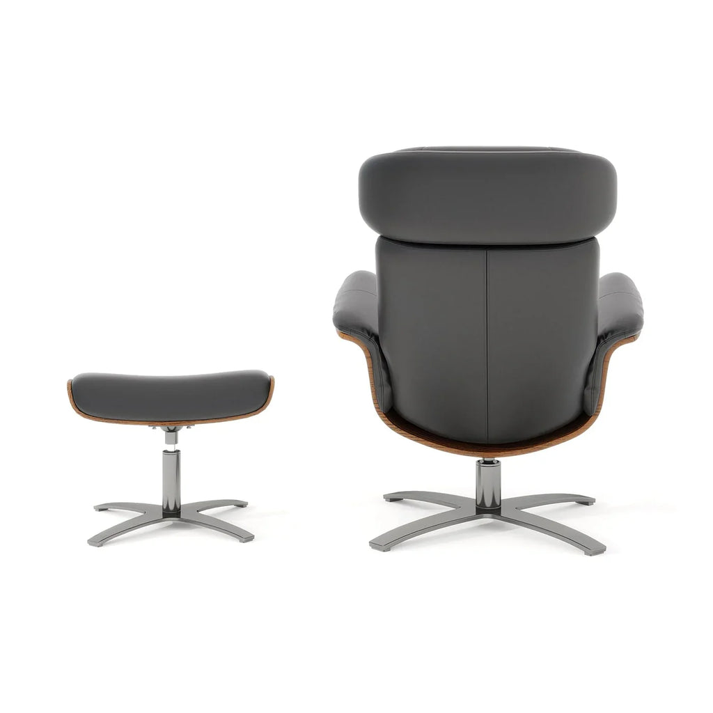 Jovan 31.5 Relaxsessel aus echtem Leder mit Hocker