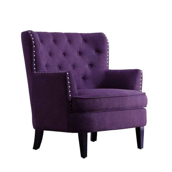 Moser Bay Mignon fluwelen/linnen fauteuil met knopen en hoge rugleuning, 30 breed