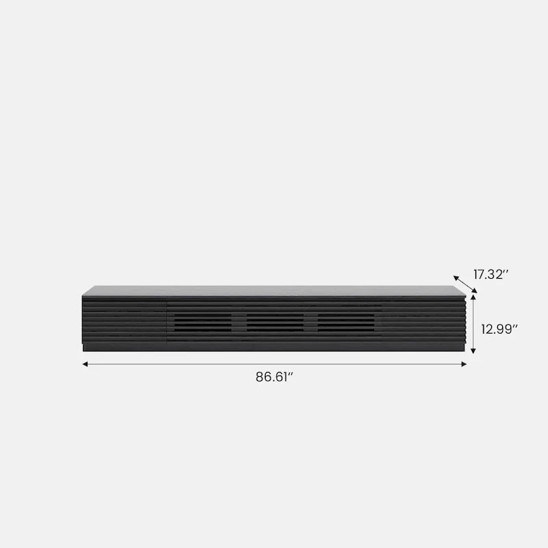 Minimalistische tv-kast met lades, mediameubel van massief hout met kasten, neerklapbare deur, walnootfineer, volledig gemonteerd