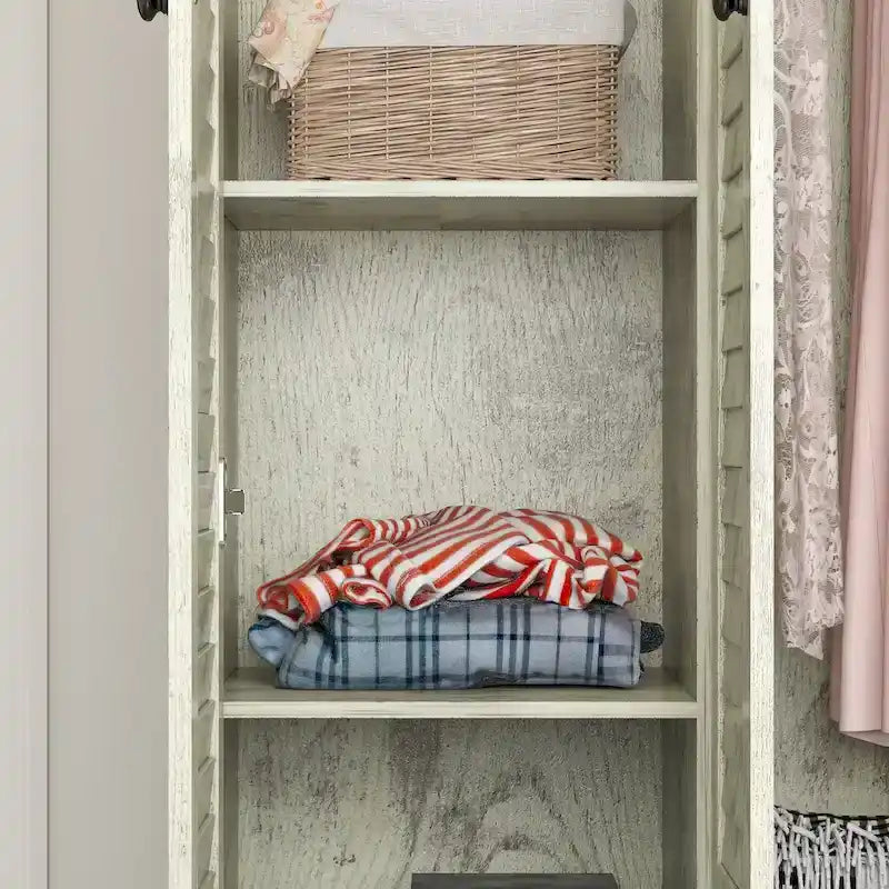 Kleiderschrank, 59 Zoll breit, großer freistehender Schrank, Weiß
