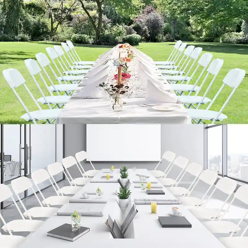 Lot de 10 chaises pliantes en plastique, capacité de 350lb, pour événements, bureaux, mariages, fêtes, pique-niques, cuisines et repas