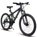 Okak 27.5IN mountainbike met dubbele vering voor en achter, terreinfiets met 21 versnellingen en mechanische schijfremmen, volwassen fiets voor mannen en vrouwen