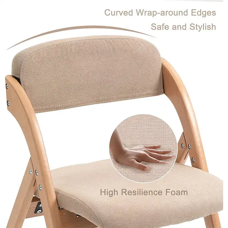 Stapelbare houten eetkamerstoelen met klapfunctie en gevoerde zittingen (set van 4)