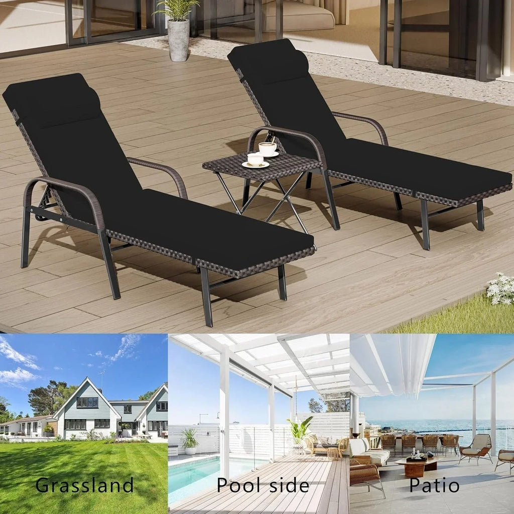 Kullavik 3-teiliges Outdoor-Lounge-Set mit Liegestühlen