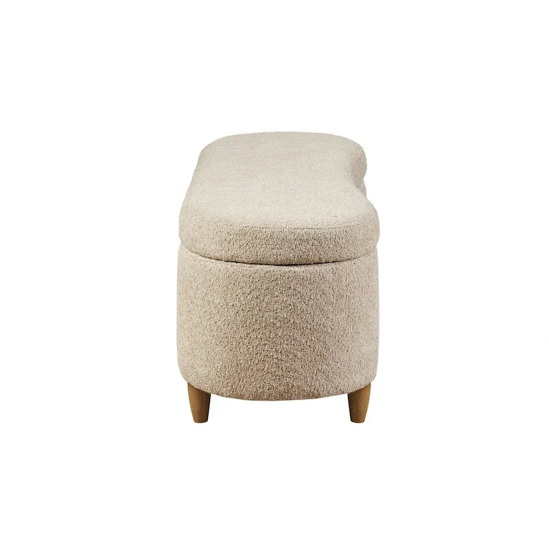 INK+IVY Bailey Stauraumbank in Taupe mit Bouclé-Bezug und Klappdeckel