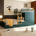 Moderne stapelbedcombinatie met twee tweepersoonsbedden, ingebouwde kledingkast en 7 opbergladen