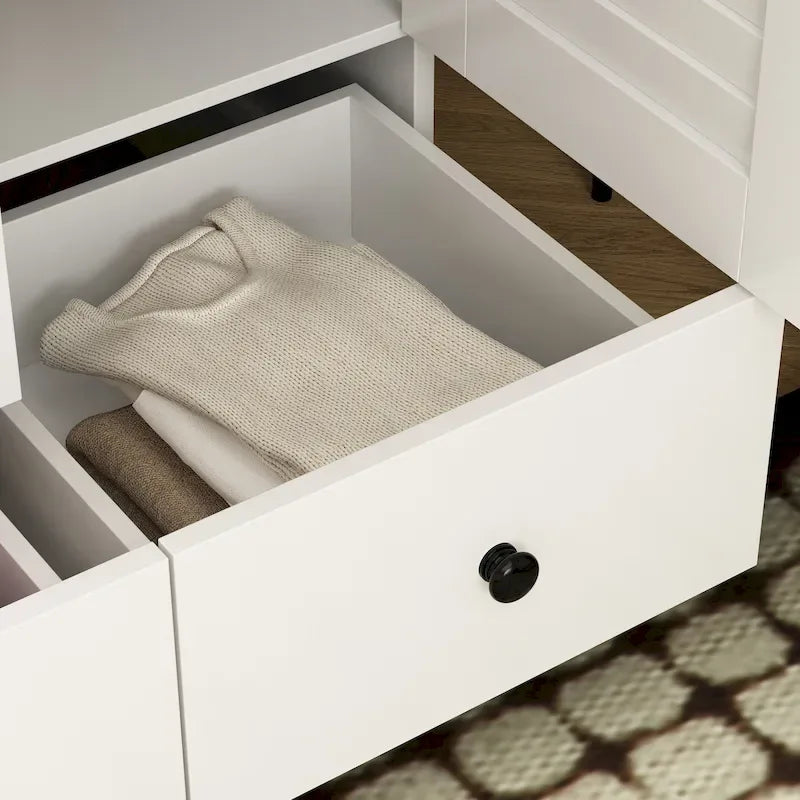 Kleiderschrank, 59 Zoll breit, großer freistehender Schrank, Weiß