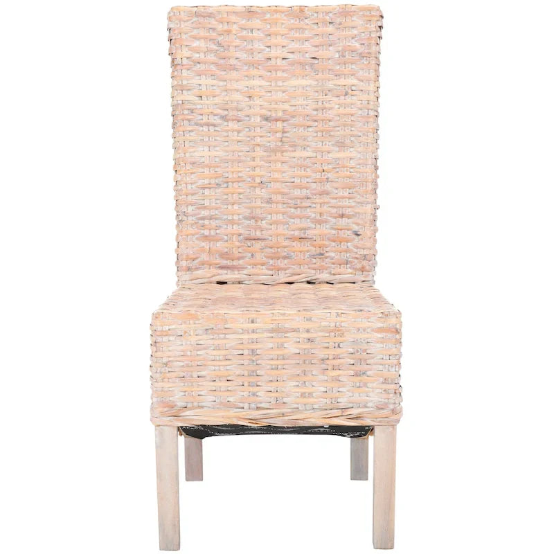 Set aus 2 Esszimmerstühlen aus naturbelassenem Rattan, 19W x 22D x 41H, Boho-Küstenstil