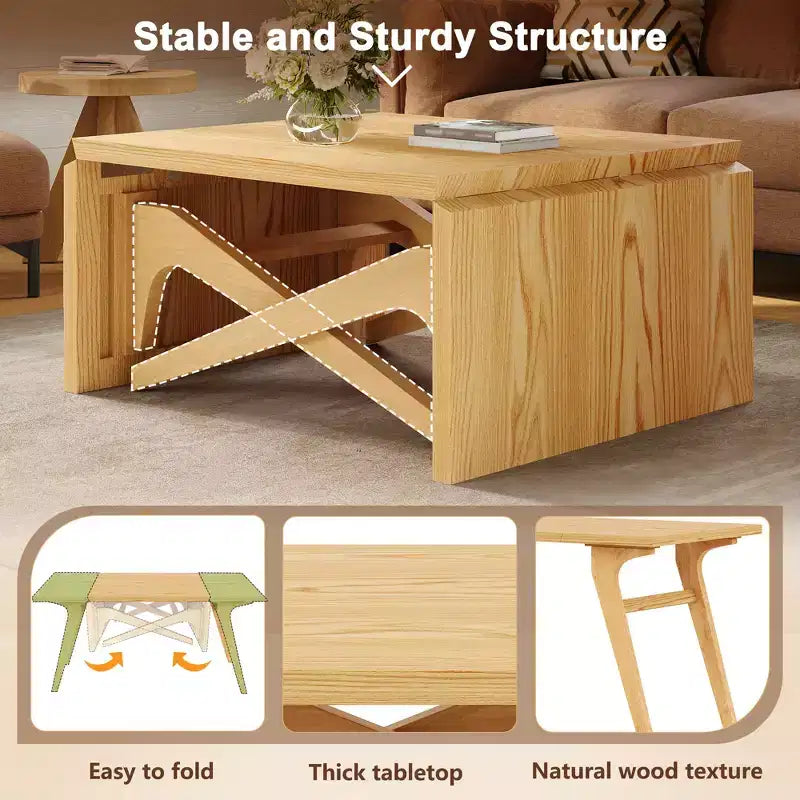 2-in-1-Couchtisch, ausziehbarer Esstisch, höhenverstellbarer Tisch für Zuhause und Büro, platzsparend - ModernLuxe