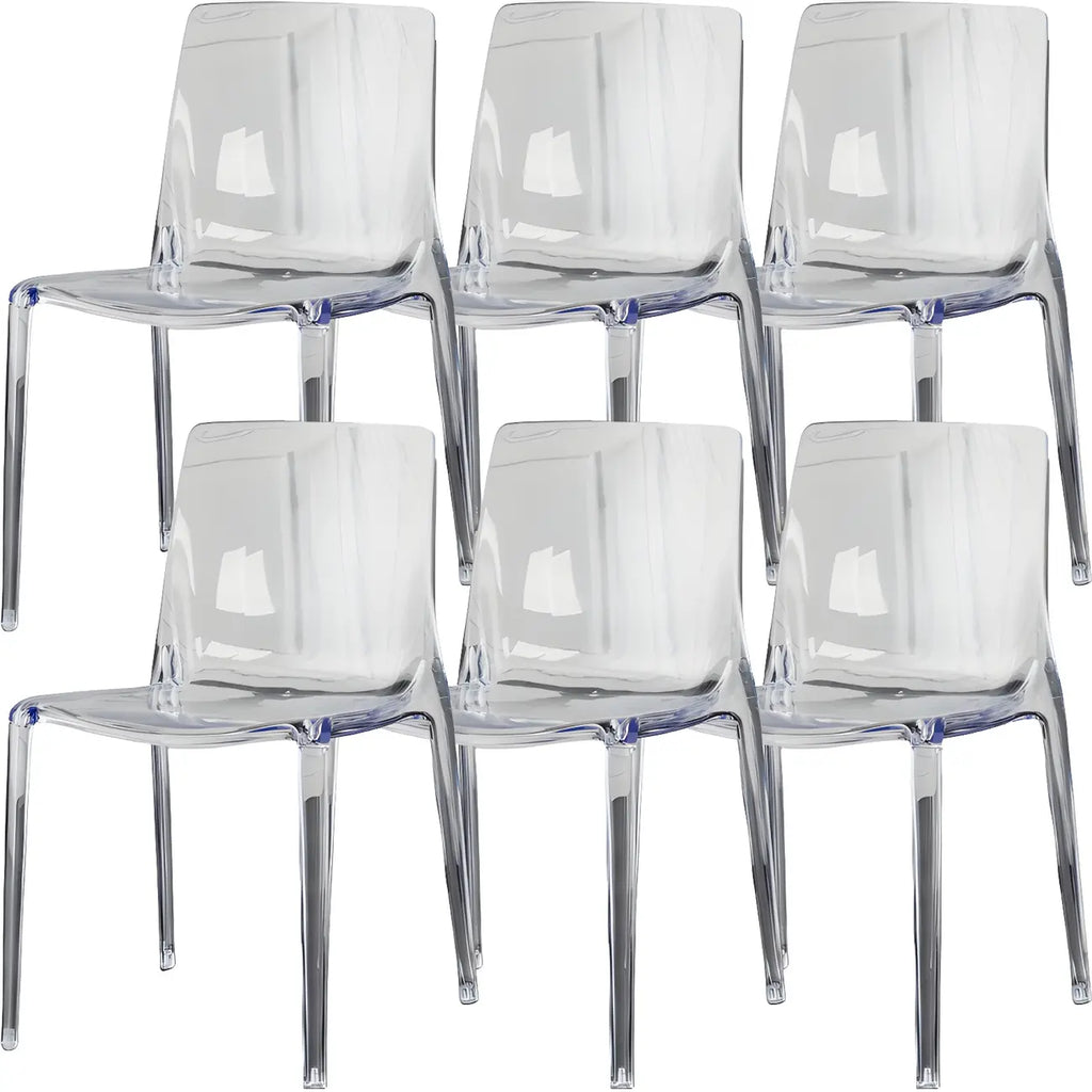 Bernsteinfarbener Acryl-Esszimmerstuhl ohne Armlehnen mit niedriger Rückenlehne