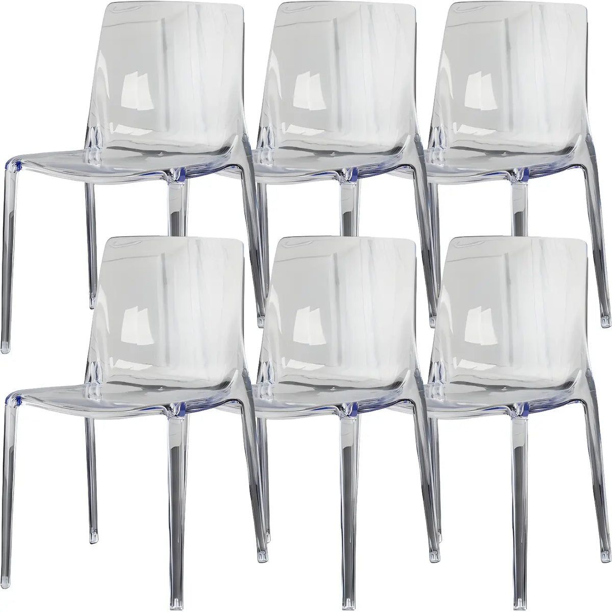 Bernsteinfarbener Acryl-Esszimmerstuhl ohne Armlehnen mit niedriger Rückenlehne