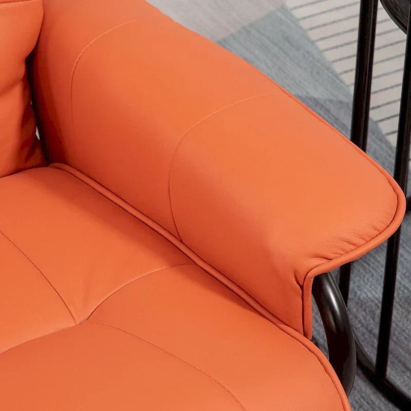 HomCom verstelbare handmatige relaxfauteuil van imitatieleer met draaivoet en comfortabele, ontspannende voetensteun