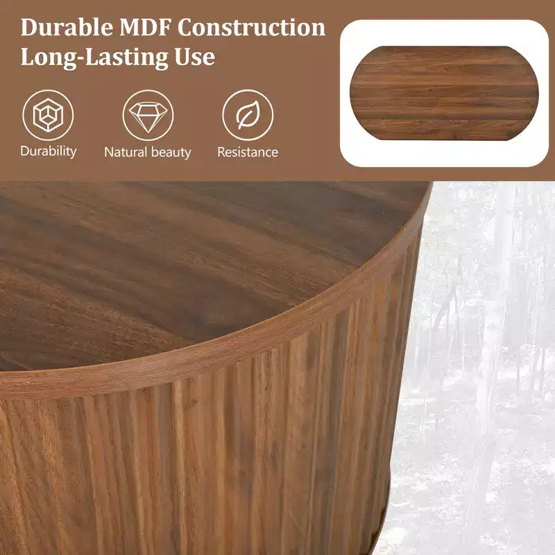 47.2 Couchtisch mit hochklappbarer Tischplatte und verstecktem Fach, oval, braun