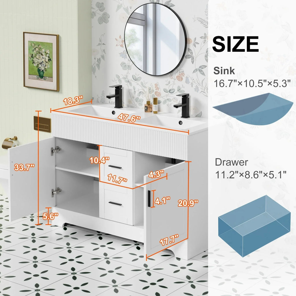Ensemble meuble-lavabo de salle de bain Wavy Line 30/36/48 avec lavabo et robinet