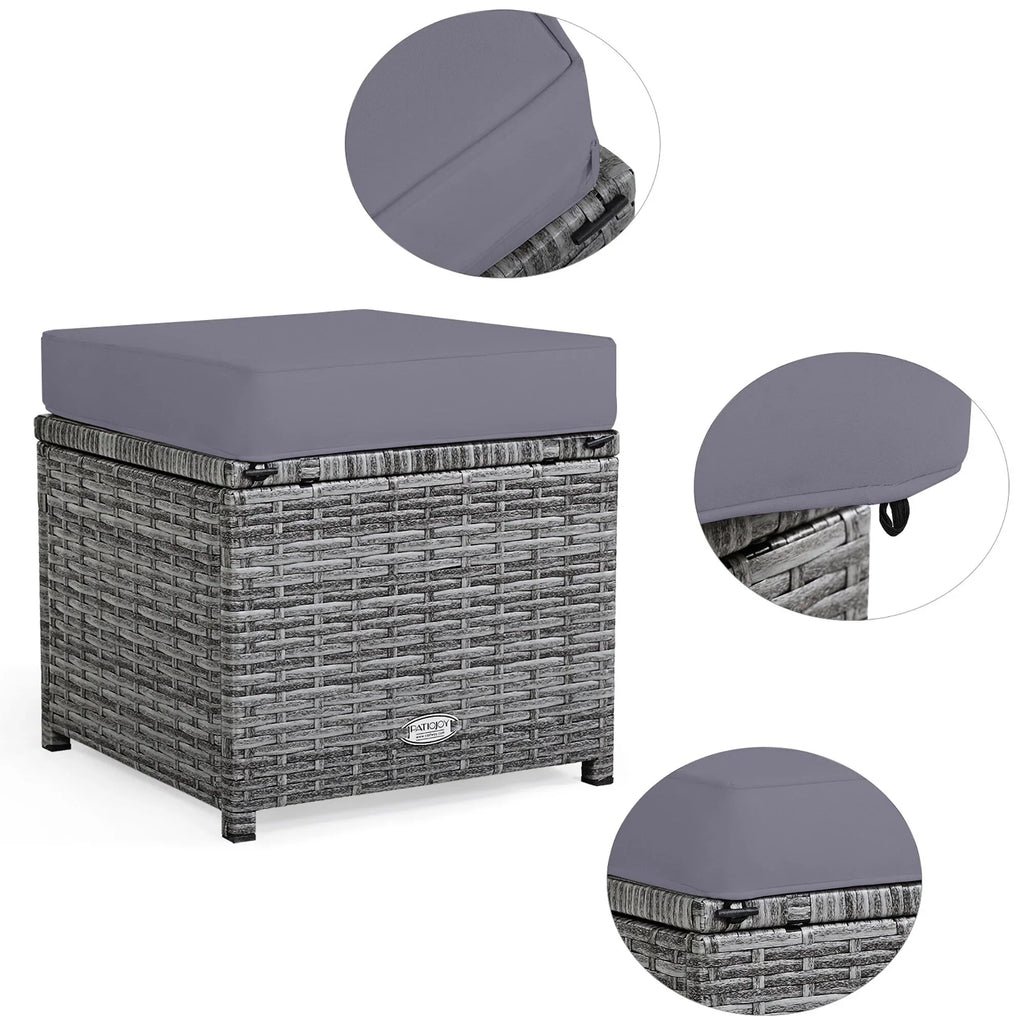 Costway, ensemble de salle à manger de jardin en rotin de 7 pièces avec canapé d’angle et repose-pieds - Voir les détails