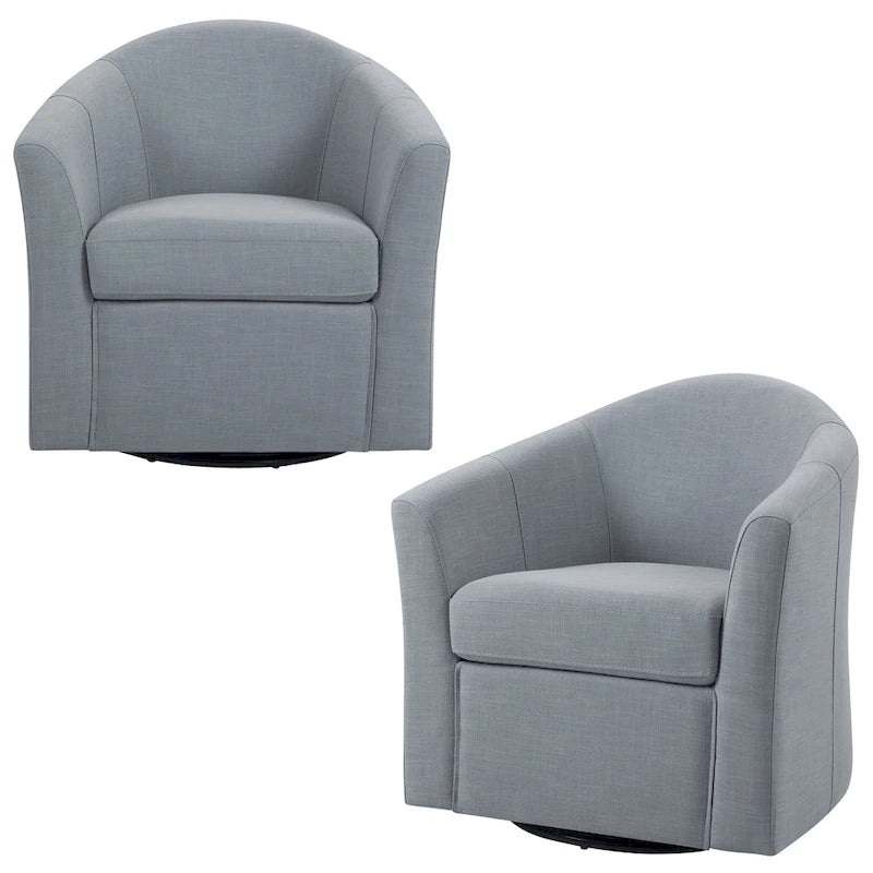Set aus 2 modernen gepolsterten Dreh-Clubsesseln als Akzentstühle fürs Wohnzimmer