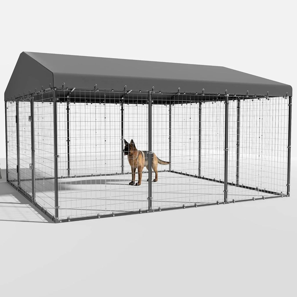 Grand chenil extérieur pour chien W 118 x D 118 x H 70, cage robuste pour chien avec toit imperméable