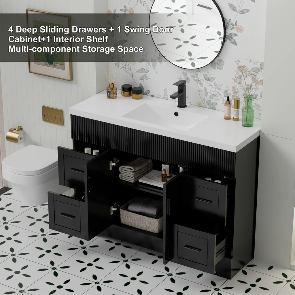 Ensemble meuble-lavabo de salle de bain Wavy Line 30/36/48 avec lavabo et robinet