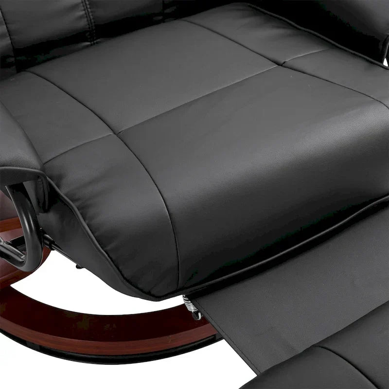 HomCom verstelbare handmatige relaxfauteuil van imitatieleer met draaivoet en comfortabele, ontspannende voetensteun
