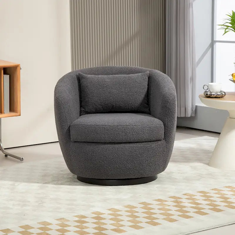 Upholstered Swivel Barrel Armchair with Storage Modern Living Room Side Chair for Bedroom/Office/Reading Spaces