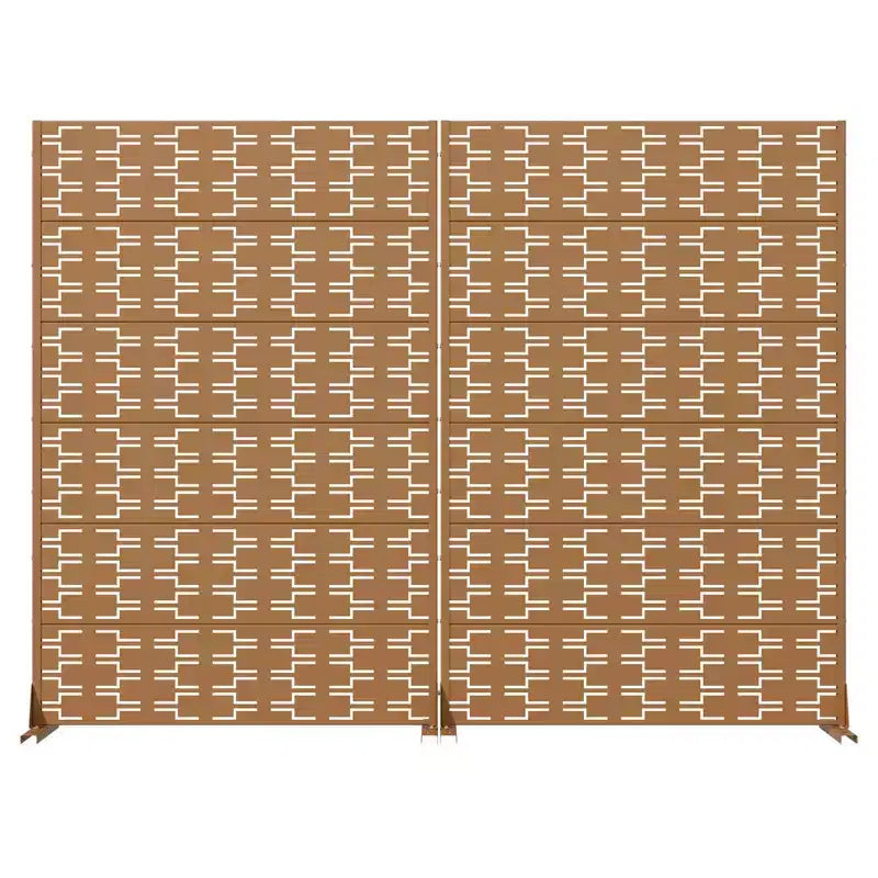 Paravent en acier galvanisé brun MAYEERTY Brick 01, 72x47x16, écran de confidentialité double face antirouille en 6 pièces