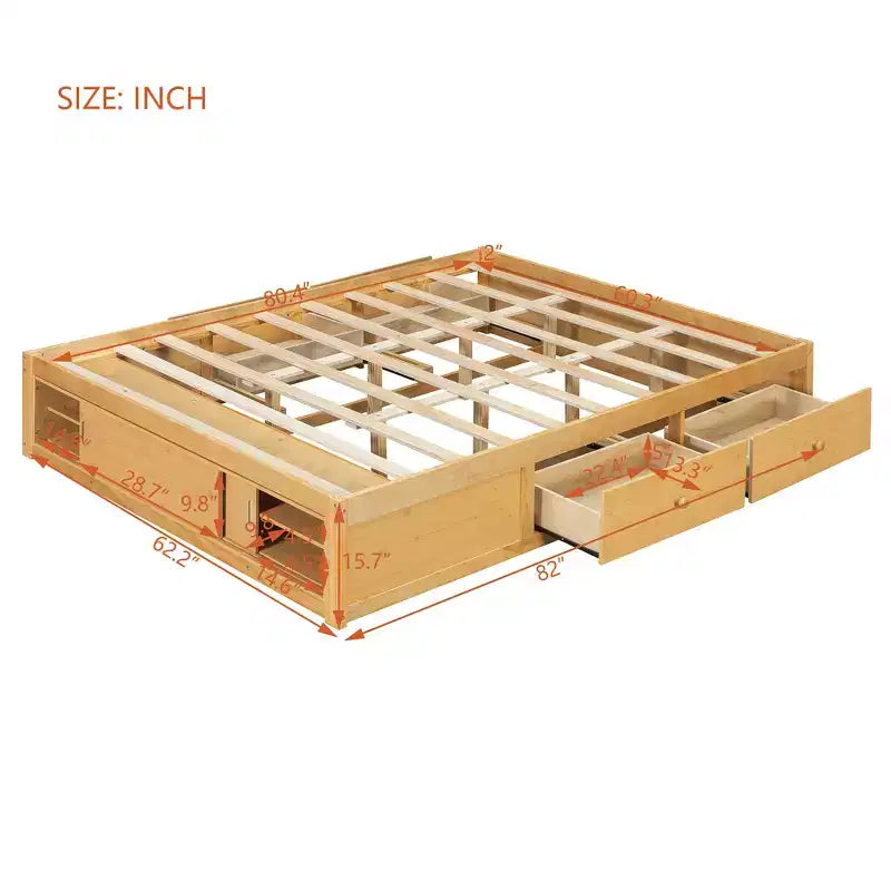 Whisen queensize bedframe met 4 opbergladen en opbergruimte in het voeteneind