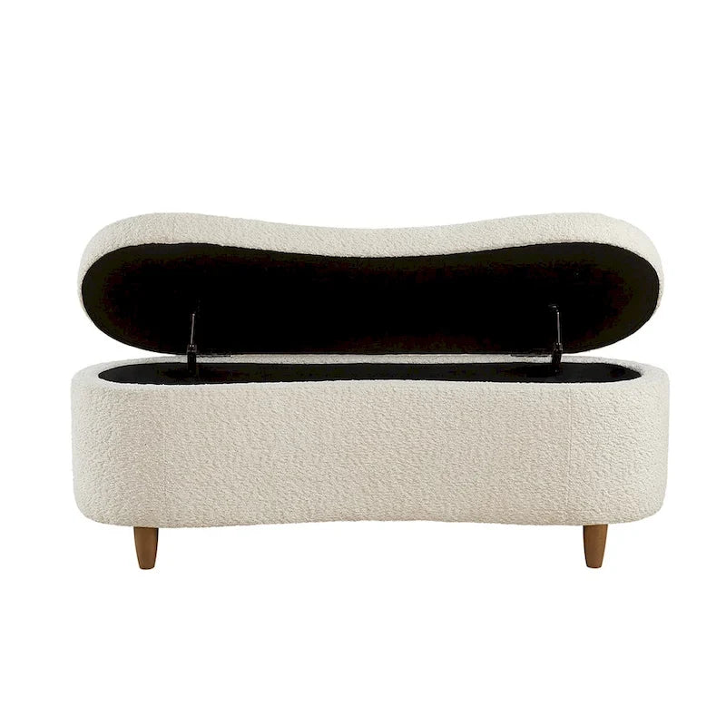 INK+IVY Bailey Stauraumbank in Taupe mit Bouclé-Bezug und Klappdeckel
