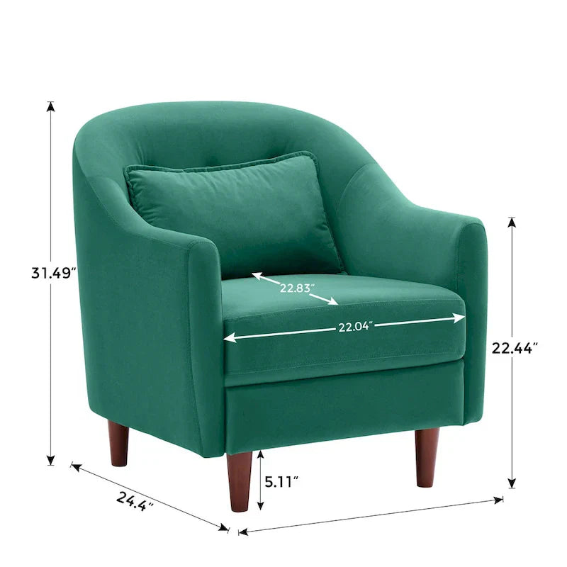 Ensemble de 2 fauteuils d’appoint de 28.34W, fauteuils tonneaux en velours avec pieds en bois massif