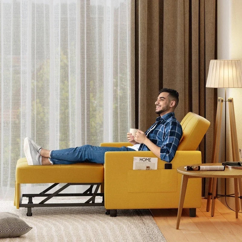 3-in-1-Schlafsofa mit verstellbarer Liegefläche, ausziehbares Sesselsofa, umwandelbares Klappbett fürs Wohnzimmer