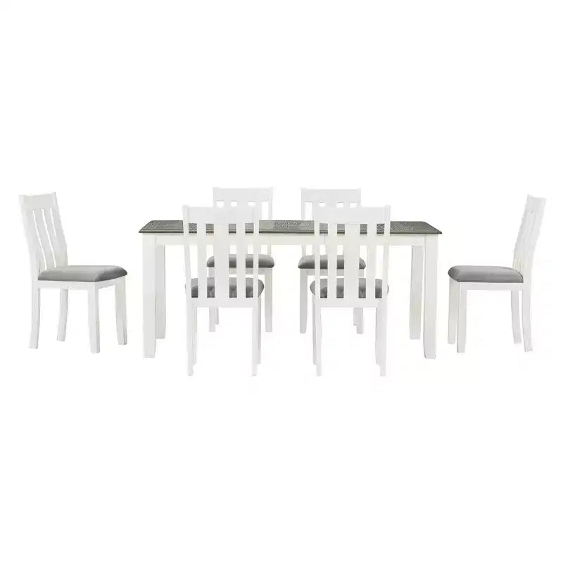 Ausziehbares Esszimmer-Set im Landhausstil für 6 Personen, rechteckiger Tisch und 6 gepolsterte Stühle