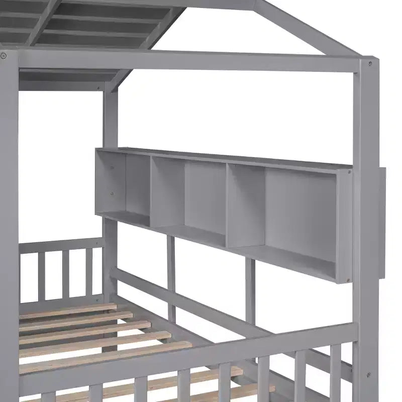 Lit cabane en bois format simple/double avec 2 tiroirs, lit pour enfant avec étagère de rangement - ModernLuxe