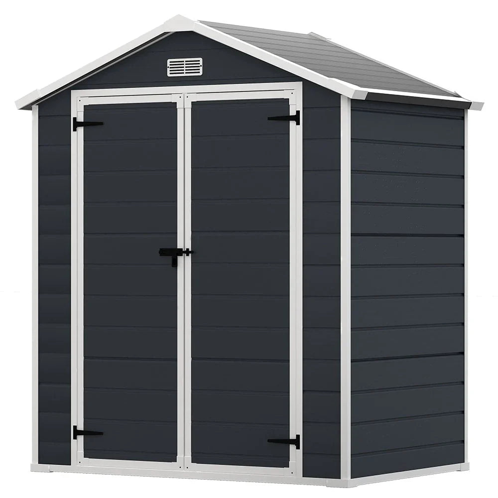 Abri de rangement extérieur en résine et plastique, tous temps, avec plancher, 6 ft x 4 ft/6 ft x 8 ft/8 ft x 6 ft/8 ft x 10 ft, abri à outils Spire