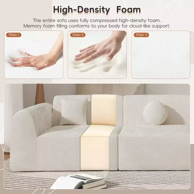 Modernes geschwungenes Ecksofa mit 140 Zoll, Chaiselongue, 3-teiliges Set für das Wohnzimmer
